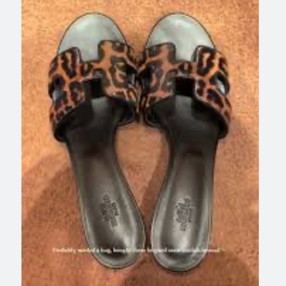 NIB Hermes Oasis Sandals Heels Leopard Print Pony Hair 38 - Picture 2 of 15